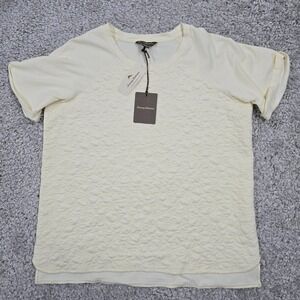 Tommy Bahama Shirt Womens Large Vanilla Cream Round‎ Neck Quilted Floral Beachy